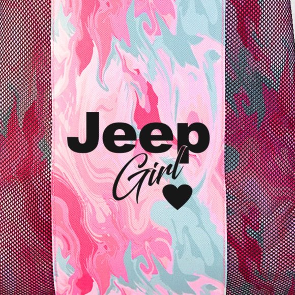 Jeep Girl Pink Marble Drawstring Backpack